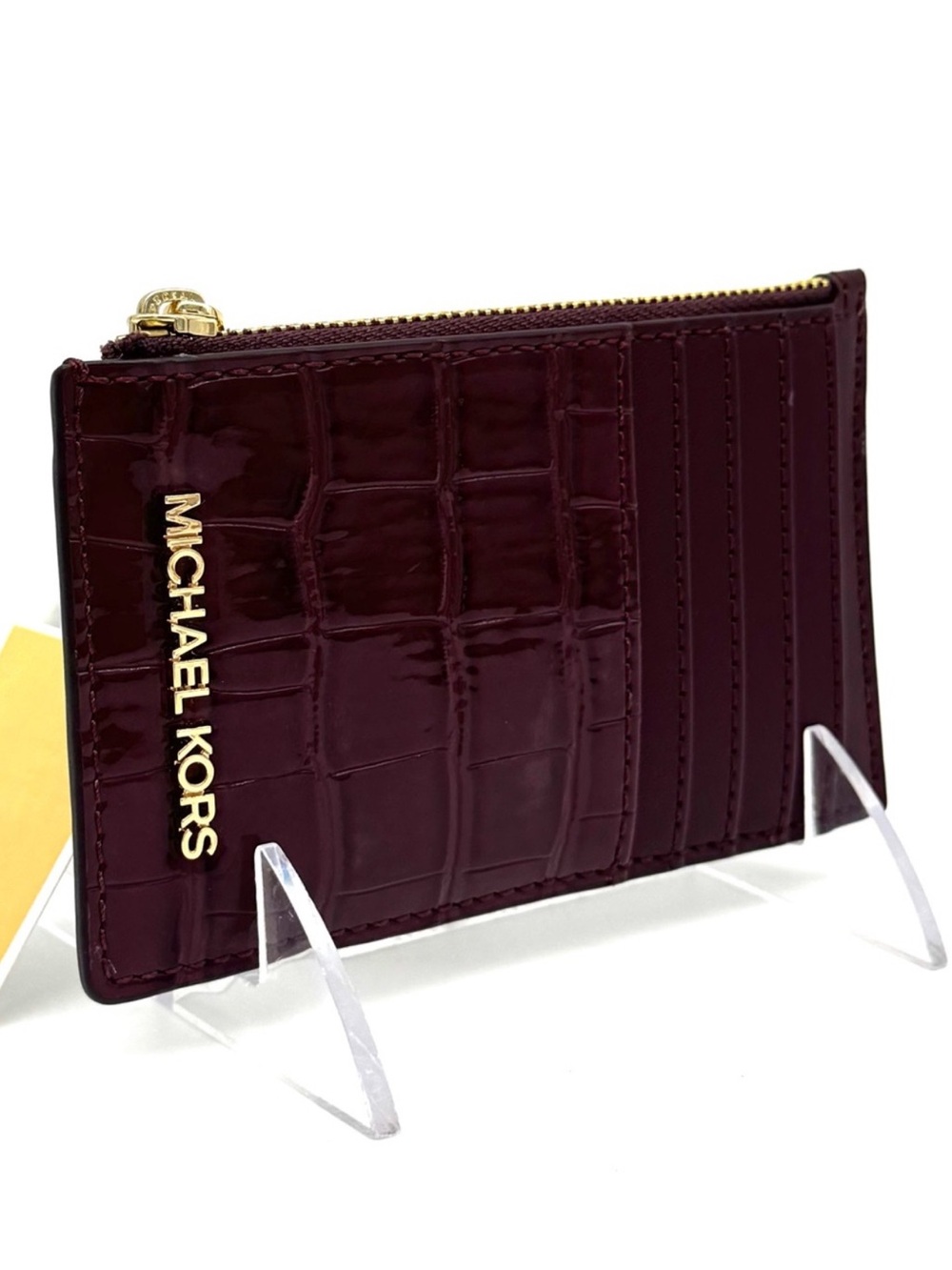 Michael Kors Medium Logo Card Case Wallet Ox Blood Multi